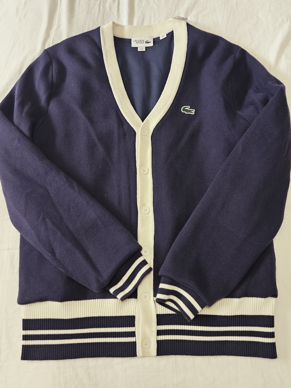 Lacoste Navy Cardigan with Cream Trim